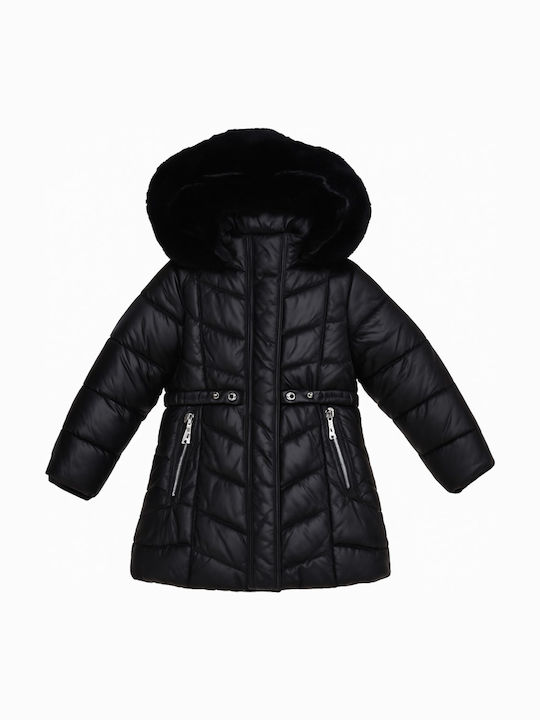 Kids' Quilted Jacket with Hood Black