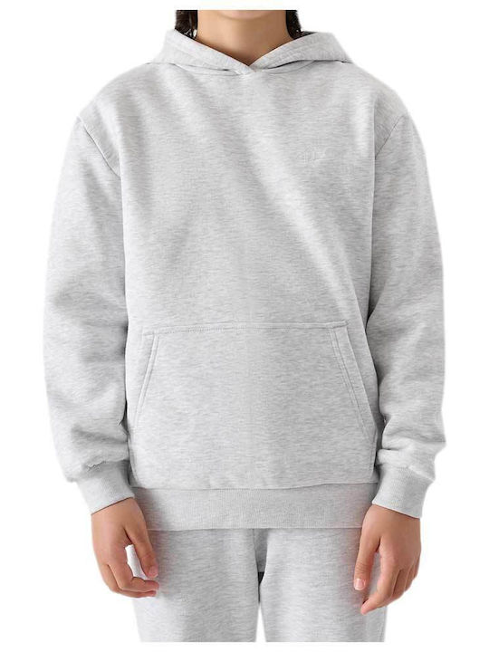 4F Kids Sweatshirt with Hood and Pockets Gray