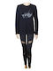 Damen Bluse Baumwolle Langärmelig Schwarze