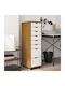 Vidaxl Rolling Cabinet Drawers Moss Honey Brown Solid Pine Wood 34x39x103cm 1 Piece Brown