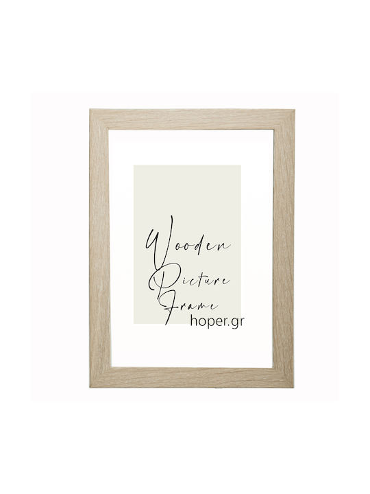 Wooden Wall Frame 40x60 Cm Natural Oak Wood White Matte Glass Matte K614/43