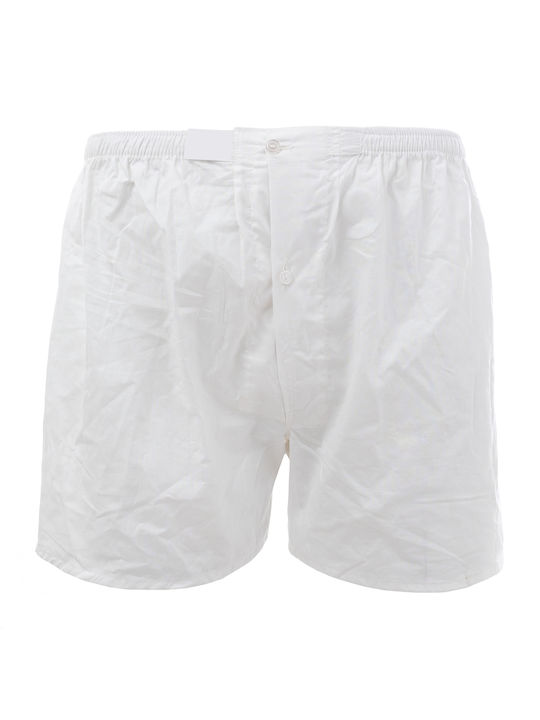 Herren-Boxershorts Popeline Weite Knöpfe Weiß