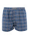 Ανδρικό Boxer Shorts Popline Καρώ Φαρδύ Κουμπιά Blue 3