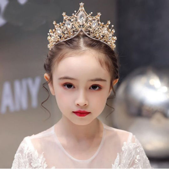 Child Tiara Bridesmaid Events Gold Belle Height 8cm Design Circumference Left-right 26cm Diameter 13cm Weight 100g