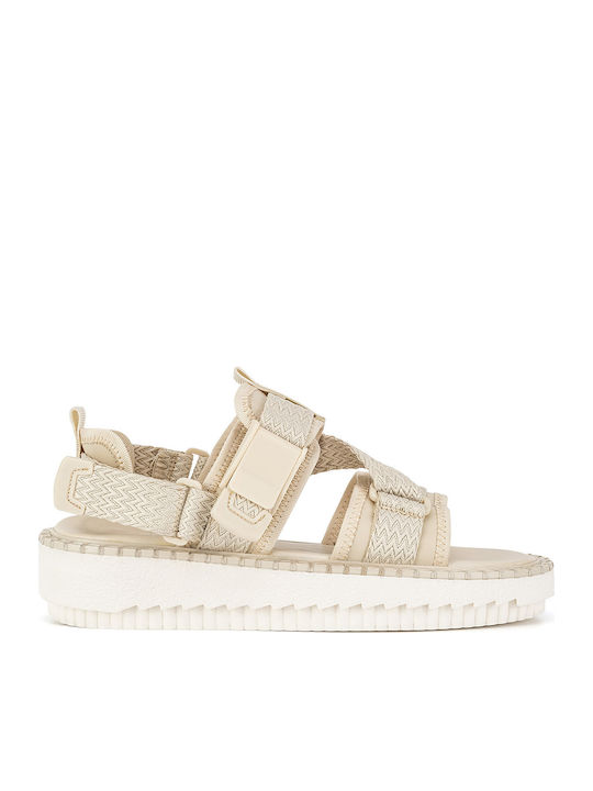 Women's Flat Sandals in Beige Color