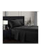 Cotton Satin Coverlet Set Single W 160cm X L 240cm – 2520949670 Solid Black