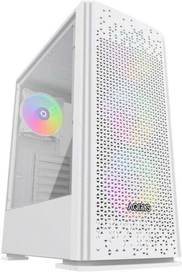 Aqirys Gacrux Gaming Midi Tower Κουτί Υπολογιστή με Πλαϊνό Παράθυρο και RGB Φωτισμό Λευκό