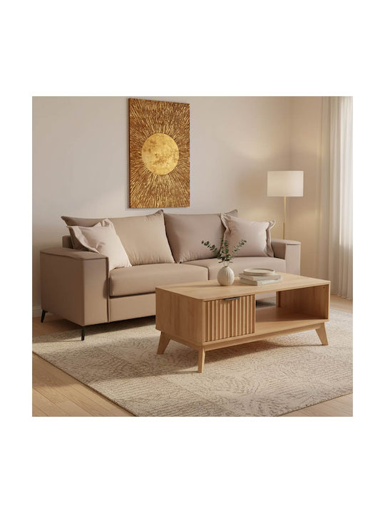 Verona Dreisitzer Sofa Mohagoni Beige 225x93x100cm