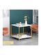 Square Side Wooden White Marble Coffee Table W40xL40xH43cm