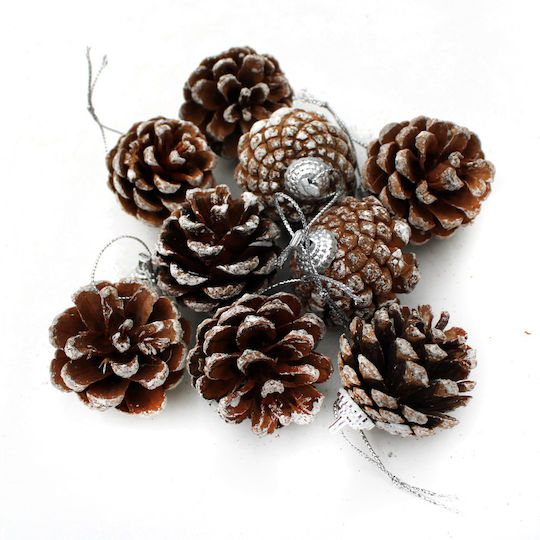 Crăciun Decorativ Con de brad Lungime 10cm. 6buc