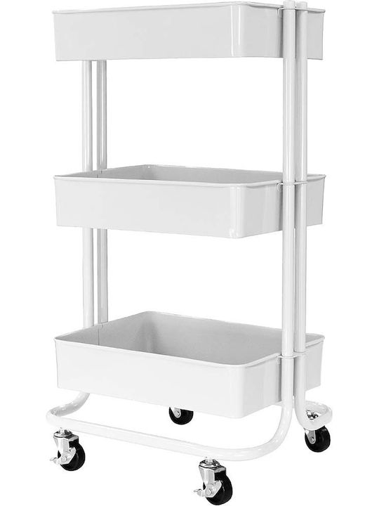 Kitchen Trolley Metallic White