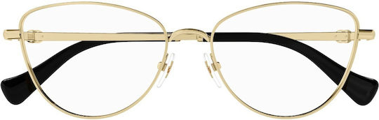 Gucci Дамски Металик Рамки За Очилa Пеперуда Златист GG1595O 001
