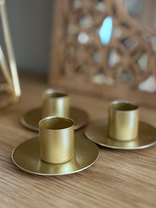 3 Low Gold Candle Holders