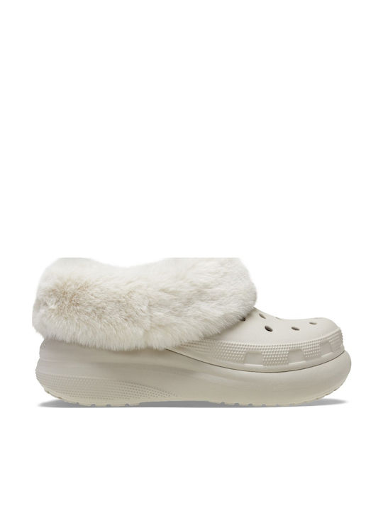 Crocs Furever Crush Дамски Клоги с козина Бял