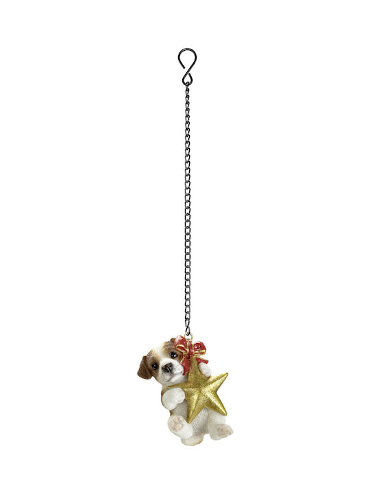 Hanging Ornament Dog Polyresin Brown