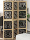 Vidaxl Room Divider 3 Panels Brown Black Solid Paulownia Wood