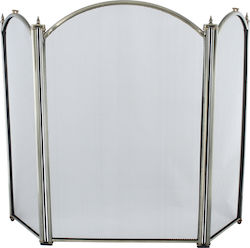 Metallic Fireplace Screen with 3 Panels 32x32x50cm Silver