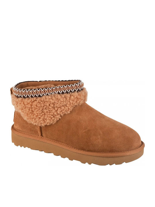 Classic Ultra Mini Suede Γυναικεία Μποτάκια Καφέ