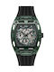 Guess Herrenuhr 42mm Batterie mit Schwarz Gummi Armband
