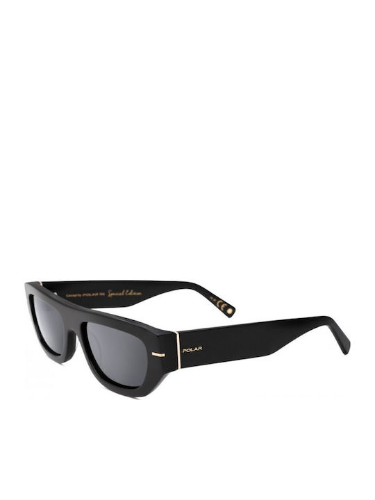 Polar Unisex Sunglasses with Black Horn-Rimmed Frame and Black Polarized Lens Gold-Armin-77