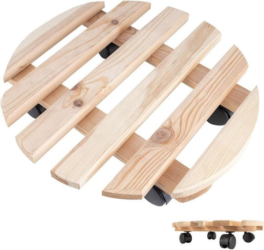 Kreativer Holzpflanzenständer mit Rollen, Tragfähigkeit 80 kg, runder Durchmesser 35 cm