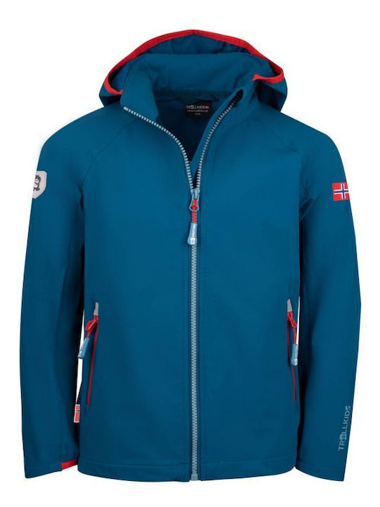 Waterproof Kids' Sports Jacket with Hood Blue