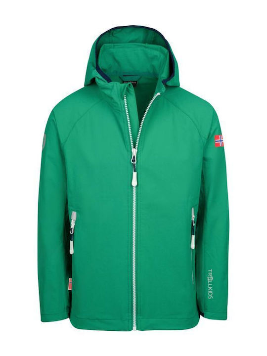 Wasserdicht Kinder Sportjacke mit Kapuze Grün