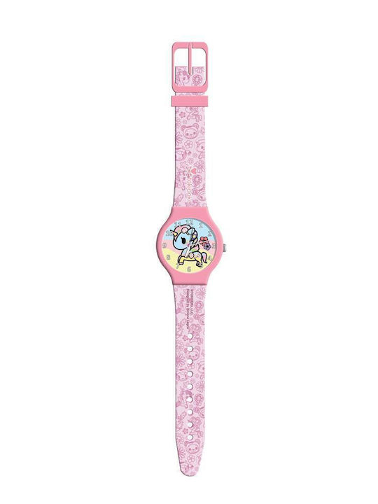 Diakakis Kinder-Analoguhr mit Kautschuk/Plastikarmband Rosa