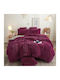 Saray Home Duvet Cover Set Queen 220x240cm Dark Purple-Plum 3pcs 300 GSMGsm