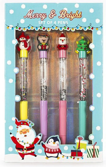 Tri-coastal Christmas Glitter Pen Set 4 Pcs