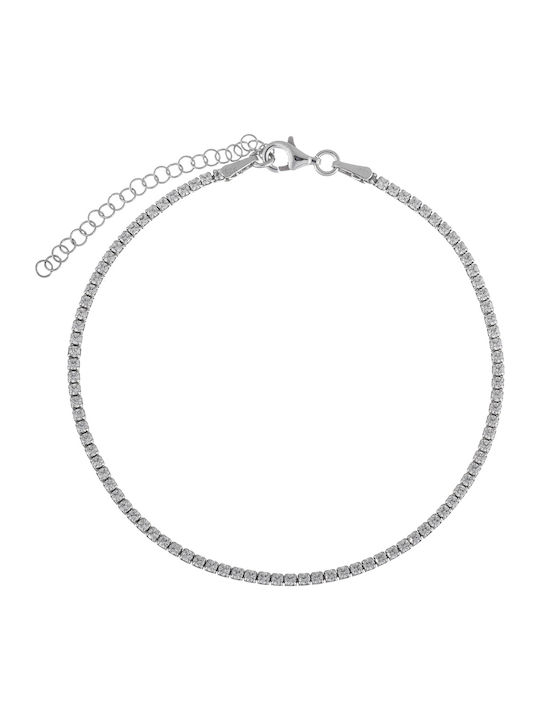 Silver Anklet with Zircon