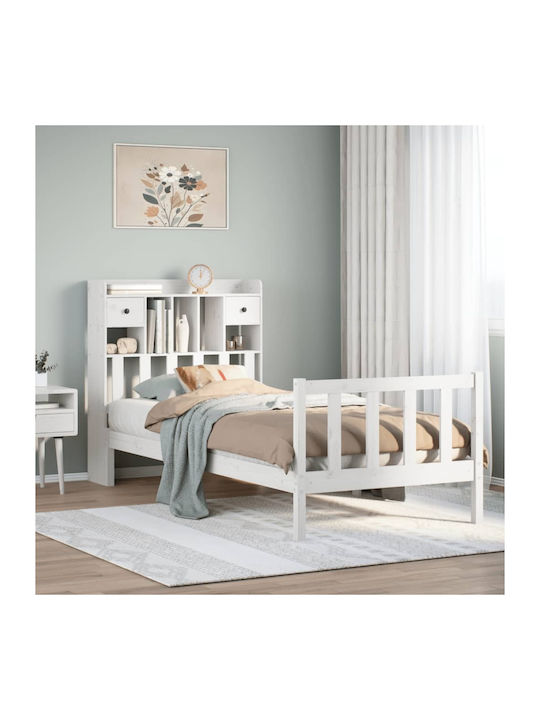 Single Bed Made of Solid Wood White with Slats ...