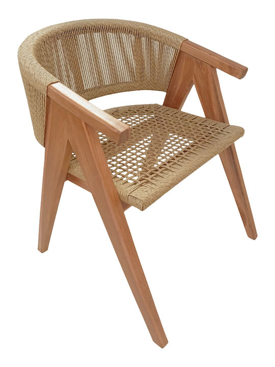 Outdoor Armchair Wooden Wolly Natural Shade 60x60x76cm