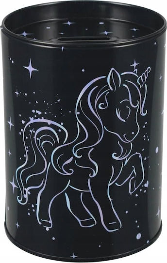 Unicorn Παιδικός Κουμπαράς Μεταλλικός Μαύρος
