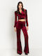 Women's Fabric Trousers Flared Burgundy