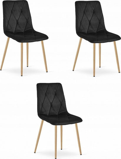 Chairs Dining Room Libra 67.5x59x58cm 3pcs Black Velvet-Black Metal Chairs Dining Room Libra 67.5x59x58cm 3pcs Black Velvet-Black Metal