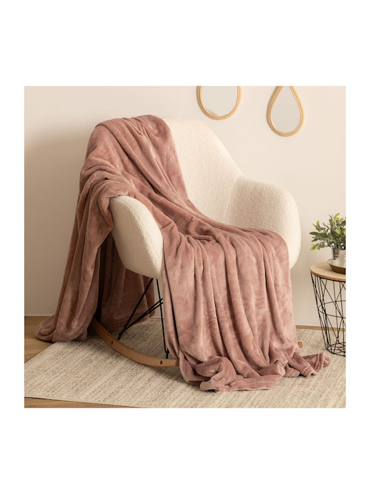 Atmosphera Pătură Flanel Uni Polar Fleece Canapea 130x180cm Roz