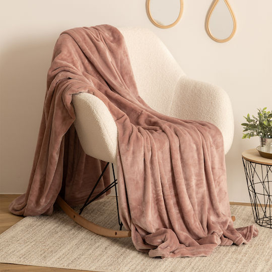 Atmosphera Flanel Uni Decke Fleece Couch 130x180cm Rosa