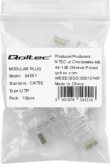 Qoltec Βύσμα RJ-45 10τμχ Διάφανο 54551