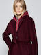 Women's Burgundy Coat with Buttons