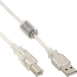 InLine 34518 Cabluri USB USB 2.0 USB-A Masculin în USB-B Masculin Transparent 2m