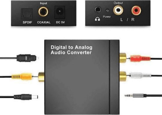 Mozos Конвертор Toslink / RCA мъжки към Toslink / RCA женски Черен 1бр