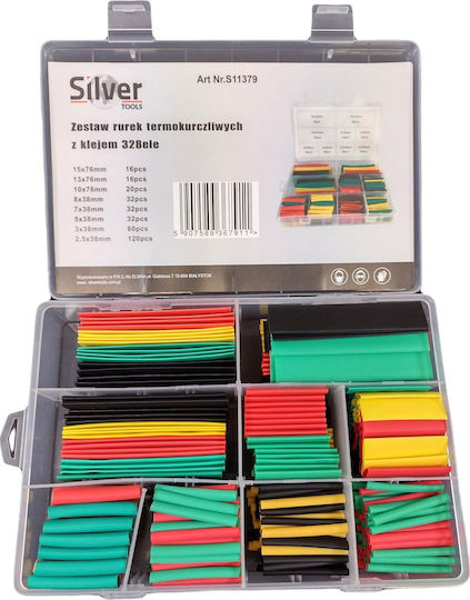 Heat Shrink Shrink Heat-Shrink Tubing with Internal Adhesive Silver 328pcs