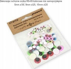 Polsirhurt Decorative Moving Eyes Rs-09 5mm 8mm 15mm Self-Adhesive Multicolor Mix 80 Pieces 13961005 5902557438242