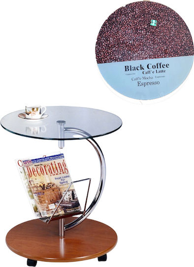 Side Table With Wheels Brown