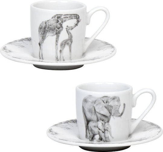 Konitz Set of Cups Coffee Porcelain Gray 85ml 2pcs