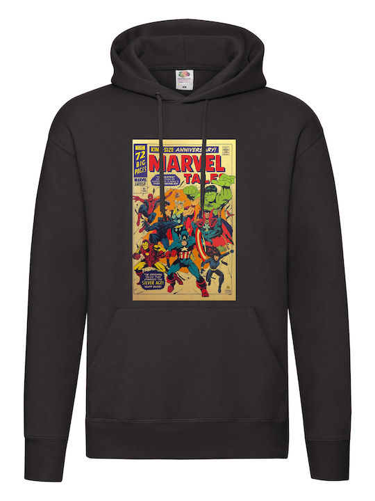 Fruit of the Loom Marvel Tales Φούτερ με Κουκούλα Μαύρο