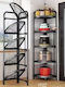 Metallic Kitchen Rack 4 Tiers Black 51x35x156cm
