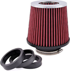 Car Dual Flow Universal Air Filter 160x155mm Φ77mm 3 Adapters Φ60 63 70mm Red