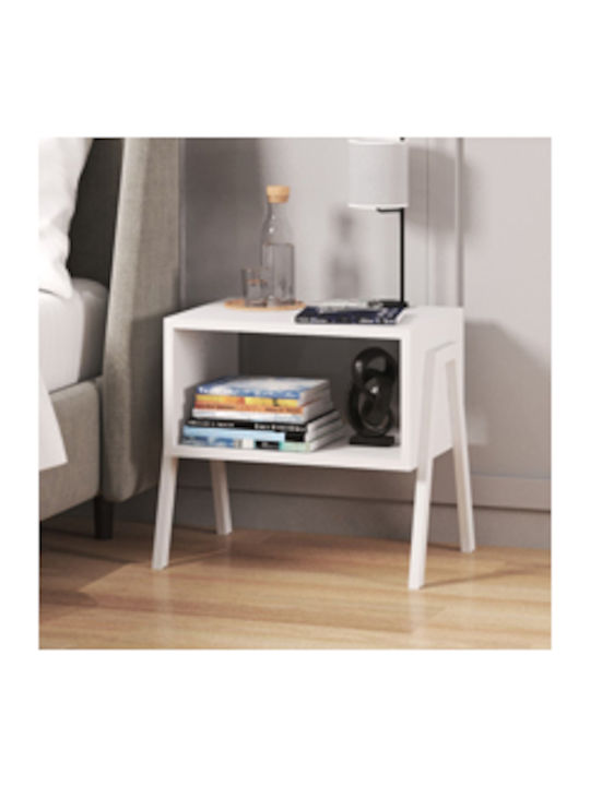 Taffa Wooden Bedside Table White 49x35x49cm